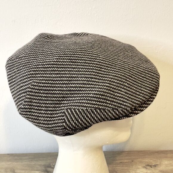 Vtg Cap Hat Wigens 100% Cashmere Leather Newsboy Cabbie Handmade Black 7-5/8 - Picture 5 of 10